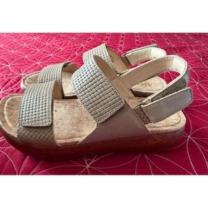 Alegria Bailee Woven Leather Platform Wedge Sandals Tan Beige BAI-6163 Size 37